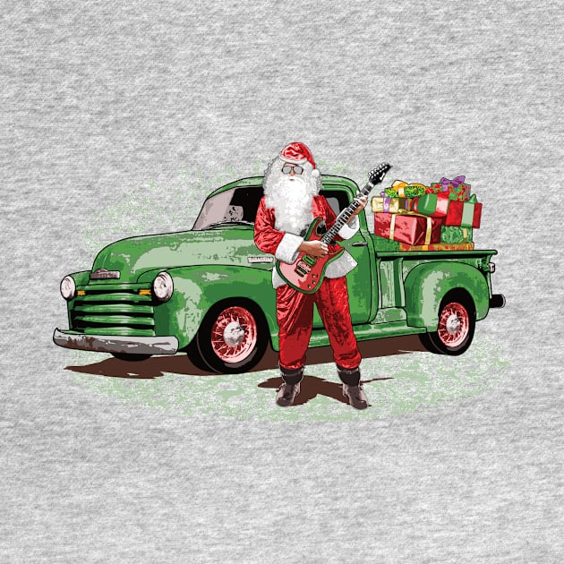 Guitar Santa Claus with Rat Rod Chevy Truck full of Presents by ZoeysGarage